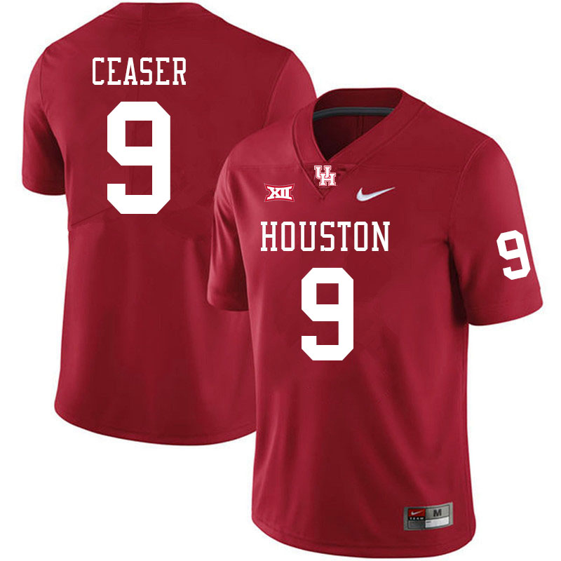 Men #9 Nelson Ceaser Houston Cougars Big 12 XII College Football Jerseys Stitched-Red - Click Image to Close